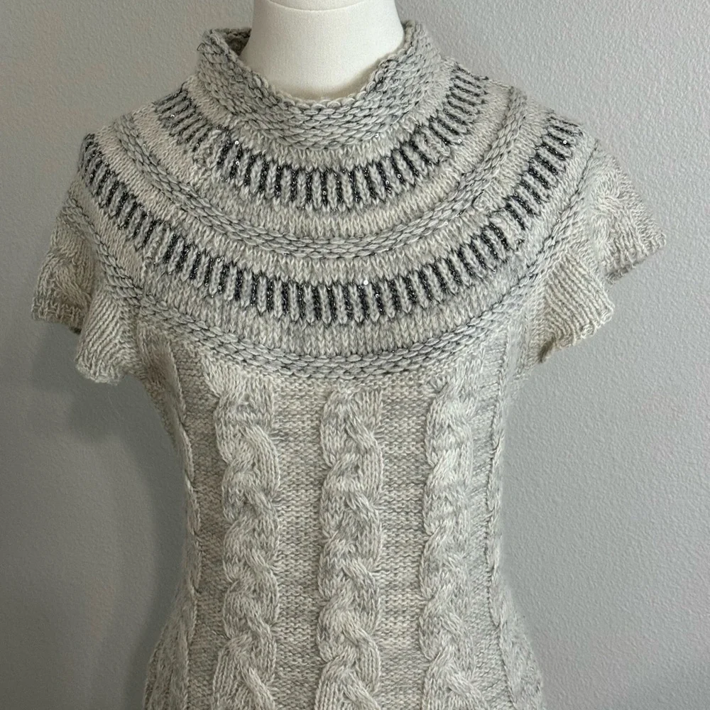 Free People Nordic Sweater Dress Mini Gray Sparkle Short Sleeve Y2K Size‎ M